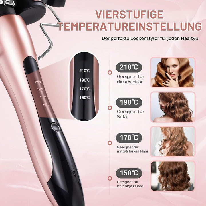 Lockenstab 3 Fässer, Welleneisen 25mm für Haare, Temperatur Lockenwickler mit Welleneisen Keramikbes