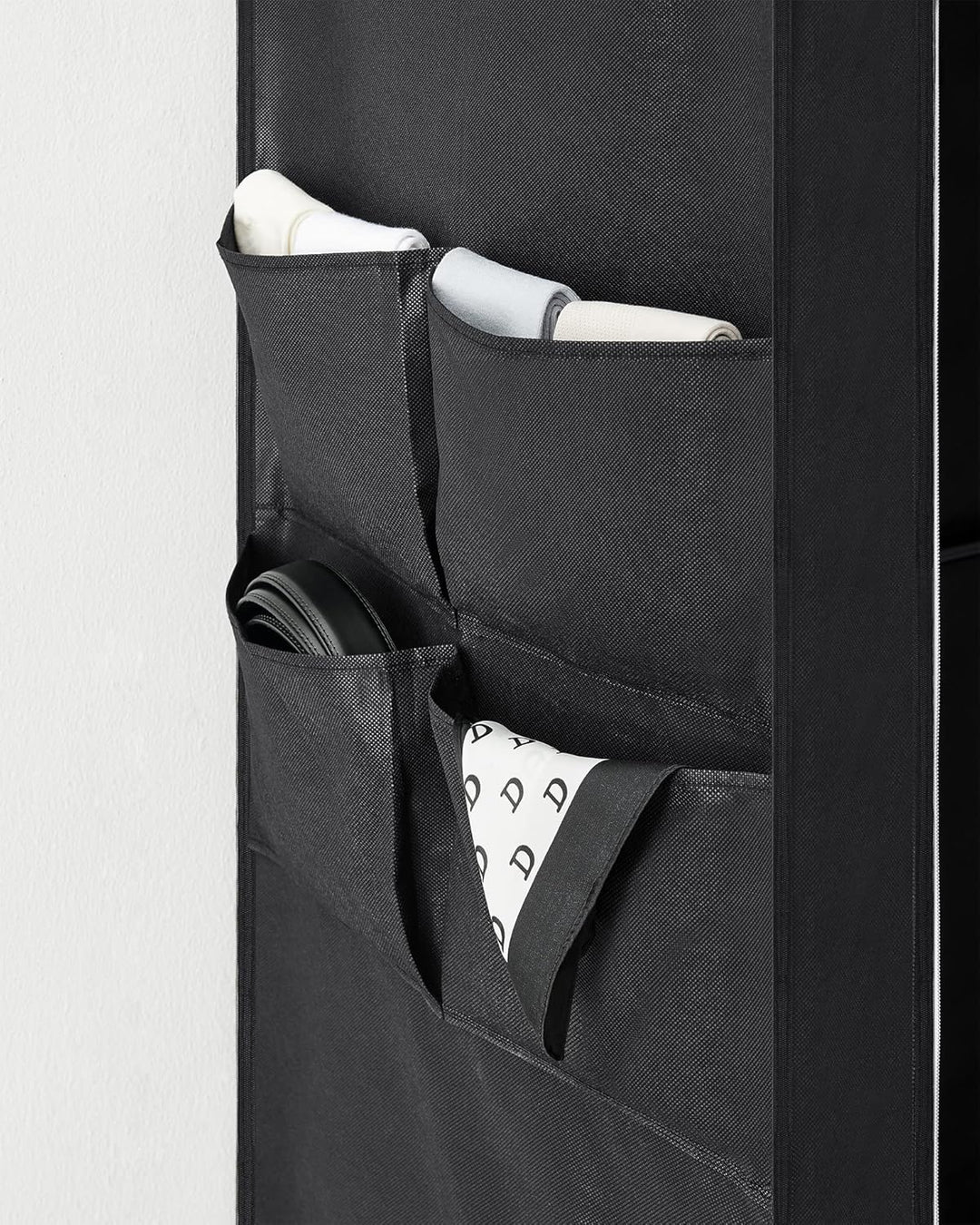 SONGMICS Stoffschrank, Kleiderschrank, 45 x 170 x 167 cm, 4 Hängefächer, mit Ablagen, 4 Seitentasche