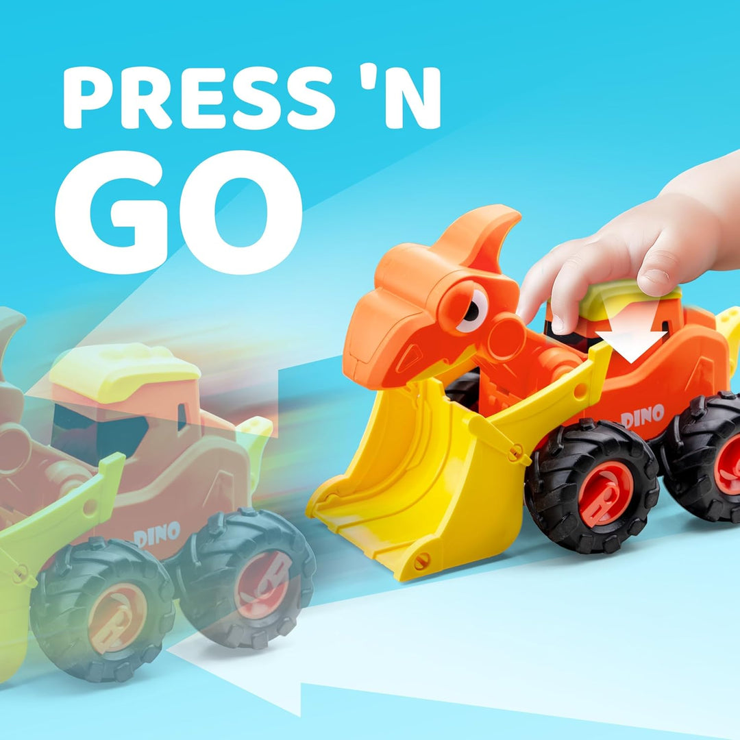 JOYIN 4 Stück Bagger Auto Spielzeug für 1 2 3 4 5 Jahren Kinder, Aufziehauto, Sandkasten Sandspielze