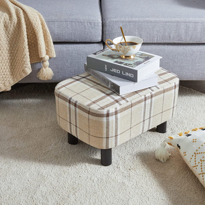 YMYNY Rechteckiger Fusshocker Sitzhocker, 42 x 29 x 23 cm, Gepolsterter Hocker aus Baumwolltuch, Hol