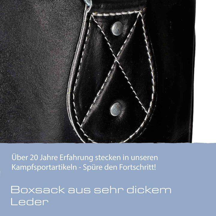 Ju-Sports Boxsack hängend Ø 35cm I Sandsack Echt Leder Profi für das Box Training I Sehr stabil mit