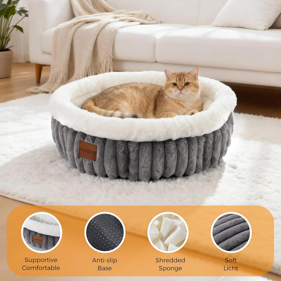 Katzenbett Katzen Bettchen Katzenkorb 60x60x18cm katzenschlafplatz mit Zweiseitig Innenkissen Abnehm