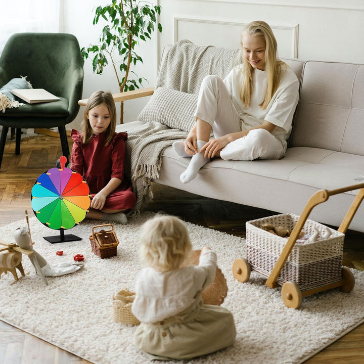 40cm Grosses Glücksrad Set, 12 Fach Tombola Rad mit Ständer Rouletterad mit Robuster Basis Tisch Glü