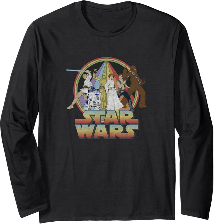 Star Wars Rainbow Group Shot Vintage Poster Langarmshirt