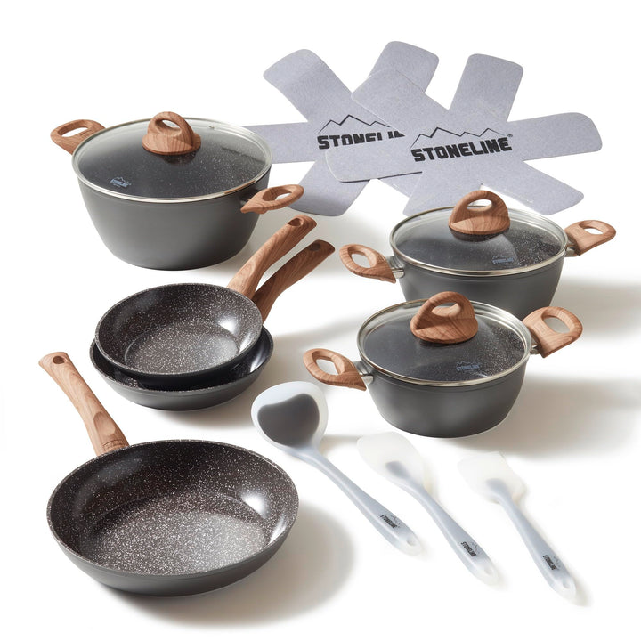 STONELINE Ceramic Keramikpfanne Töpfe Set 14 teilig 18/20/24cm Töpfe Pfannen PFAS-frei Topfset Pfann