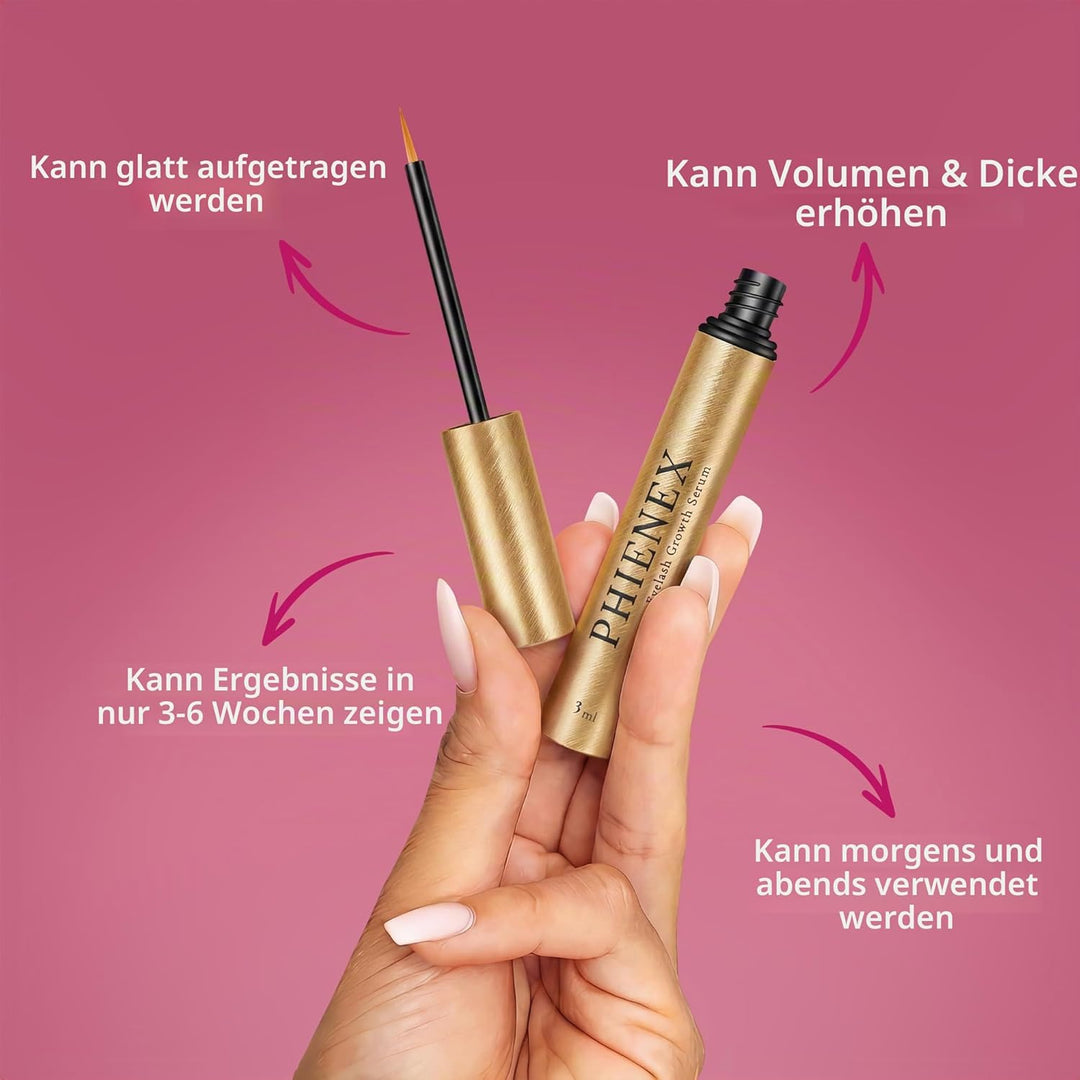 PHIENEX 2026 New Version Wimpernserum – ohne Hormone & vegan – Lash Serum für längeres, dichteres, v