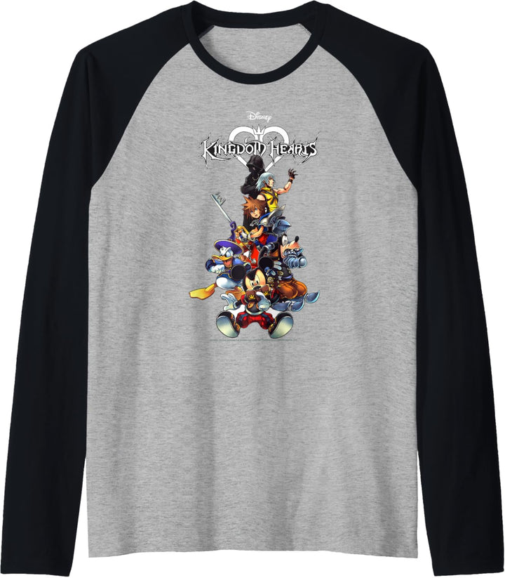 Disney Kingdom Hearts Group Shot Action Pose Logo Raglan