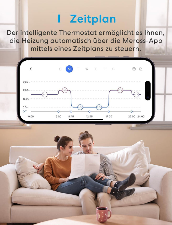 Meross Thermostat Matter Elektrische Heizungsthermostat WLAN Thermostat Heizung Smart Raumthermostat