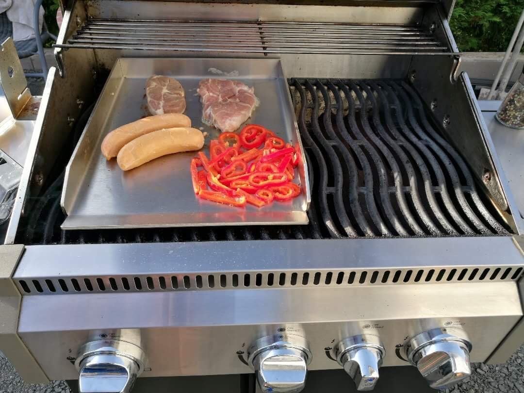 Kette´s Grillzubehör Edelstahl Plancha/Griddle-Plate/Bratplatte/Burger Platte 460 x 350mm 460 x 350m