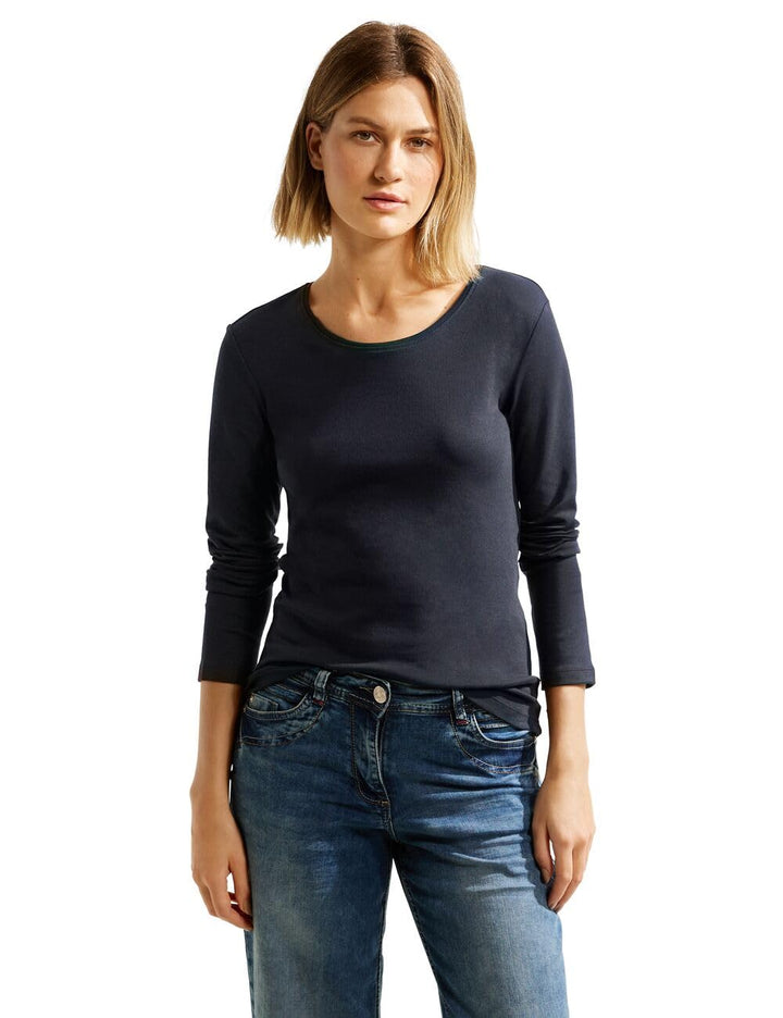 Cecil Damen Style Pia Langarmshirt XS Night Sky Blue, XS Night Sky Blue