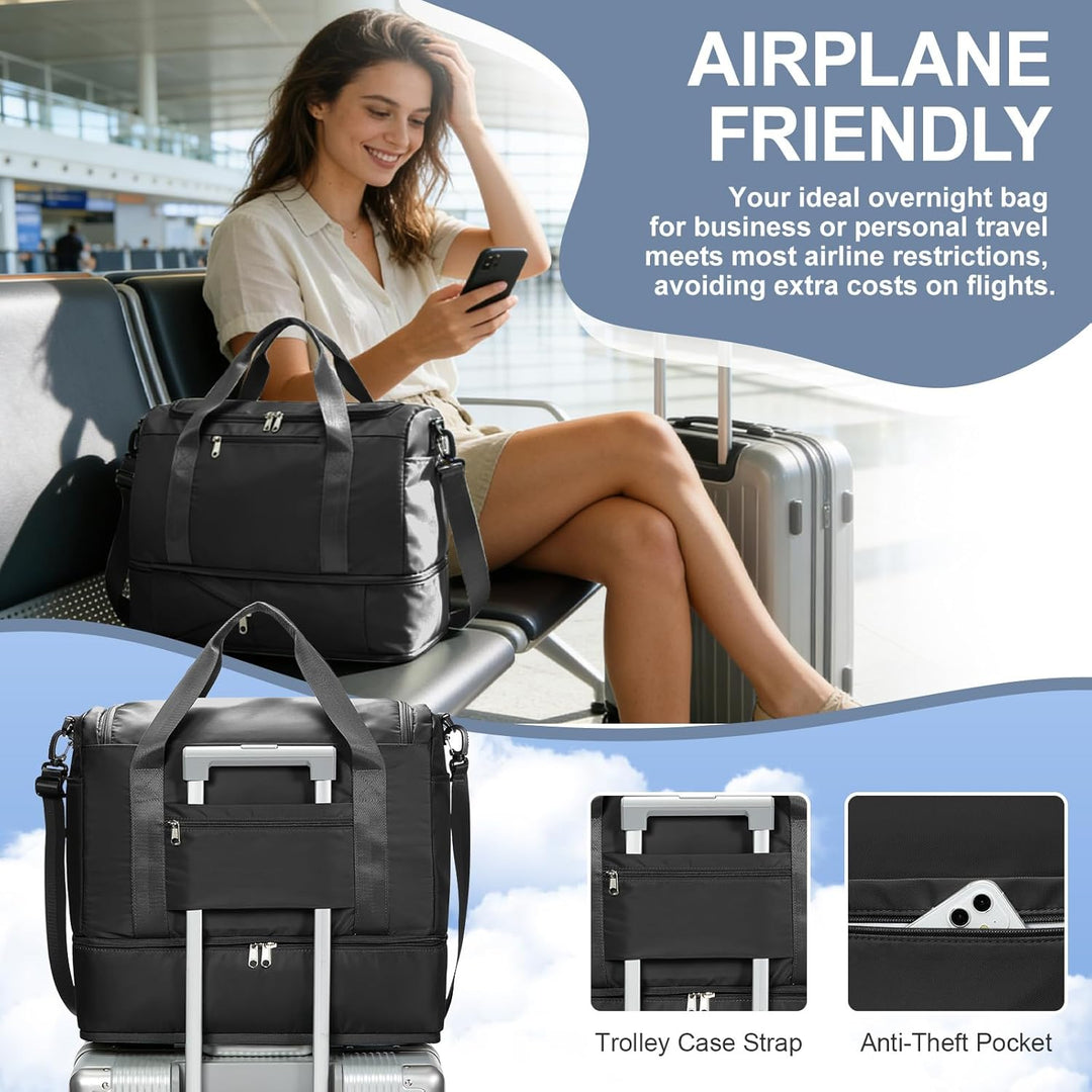 SEAFEW Reisetasche 24L, 40x30x20 Ryanair Handgepäck Tasche für Flugzeug Weekender Sporttasche Damen