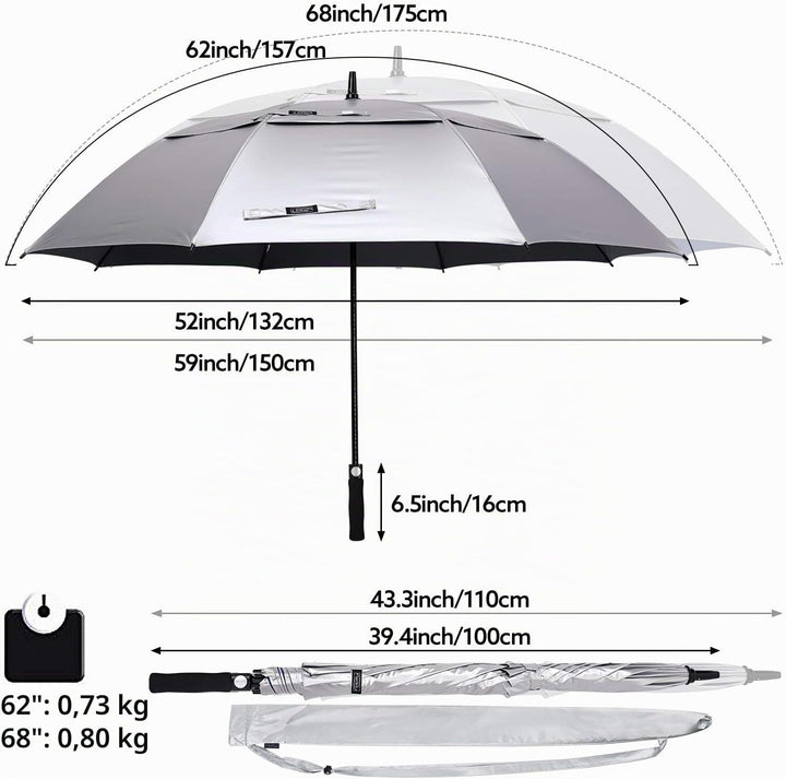 G4Free 47/54/62/68/72/80 Inch UV-Schutz Winddicht Sonnen- und Regenschirm Golfschirm Autorisches Öff