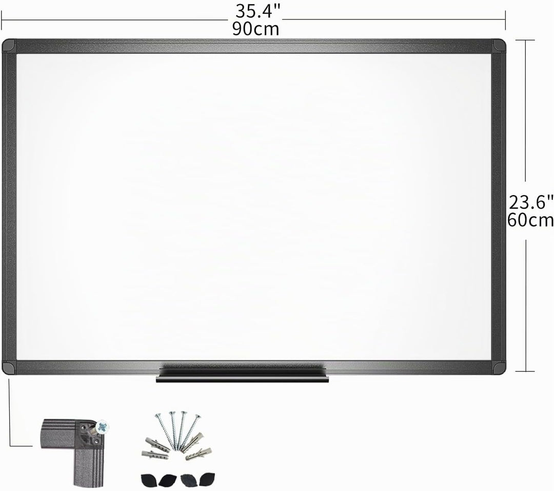 VIZ-PRO magnetisches trocken abwischbar Whiteboard/weisse Tafel, 90 x 60 cm, schwarzer Aluminiumrahm