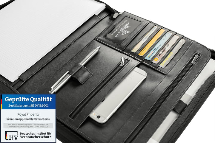 Royal Phoenix® Business Schreibmappe A4 'Falcon' - Hochwertige Businessmappe mit Reissverschluss - i