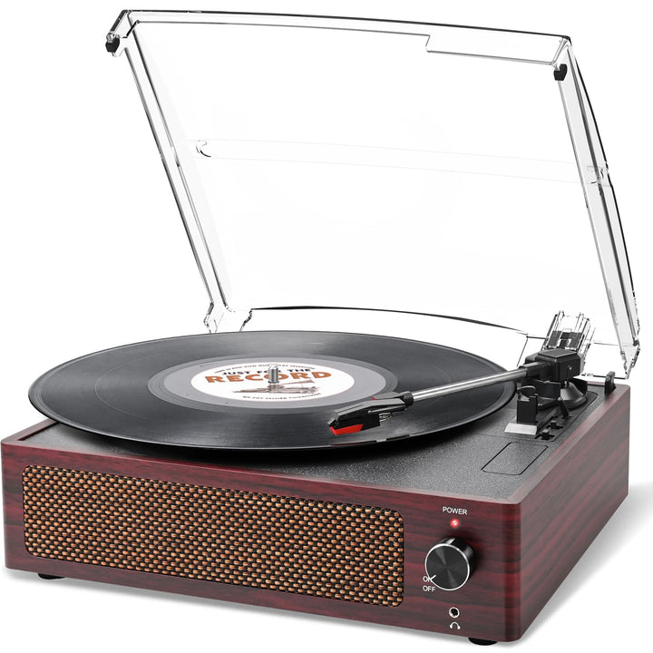 Trynnay Plattenspieler mit Lautsprecher Vinyl Schallplattenspieler Wireless LP Phonograph mit Eingeb