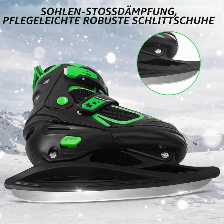 Nattork Schlittschuhe Kinder - 4 Grösse Verstellbare Eislaufschuhe Kinder Jugendliche, Ice Skates Mi