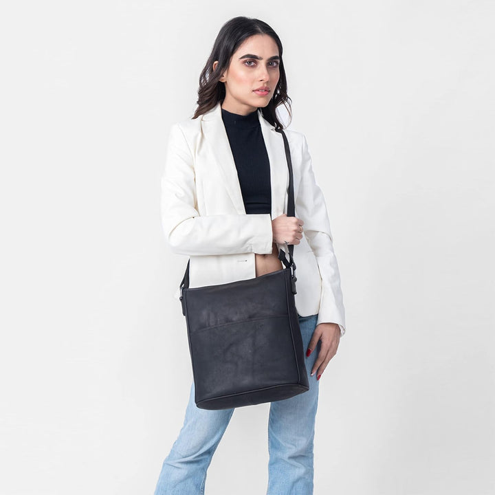 LEABAGS Leder Handtasche Damen I Premium Echtleder Umhängetasche I Schultertasche I Damentasche I Tr