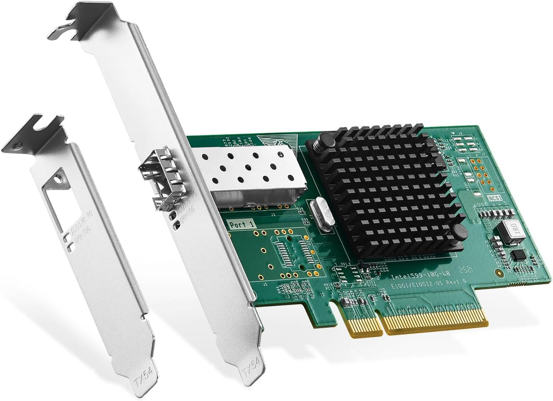 Binardat 10G SFP+ PCIe Netzwerk Adapter, Intel X520 82599 LAN Controller, 10G/1G/100Mbps SFP+ Slot N