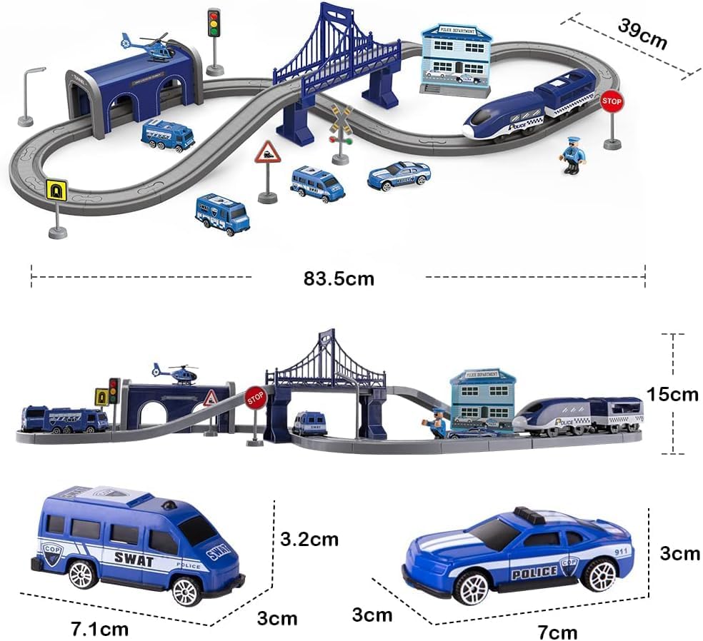 Autorennbahn Eisenbahn Rennstrecke Spielzeug ab 3 Jahr, Kinderspielzeug Elektrisch Autobahn Kompatib