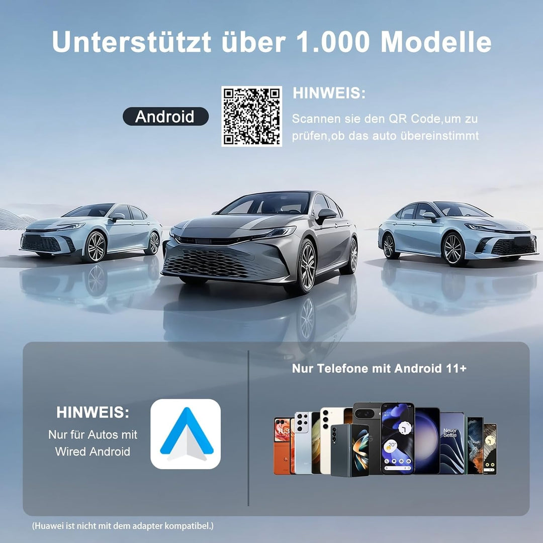 Android Auto Wireless Adapter mit YouTube, Tiktok für Autos, Superschnelle Upgrade von Wired auf Wir