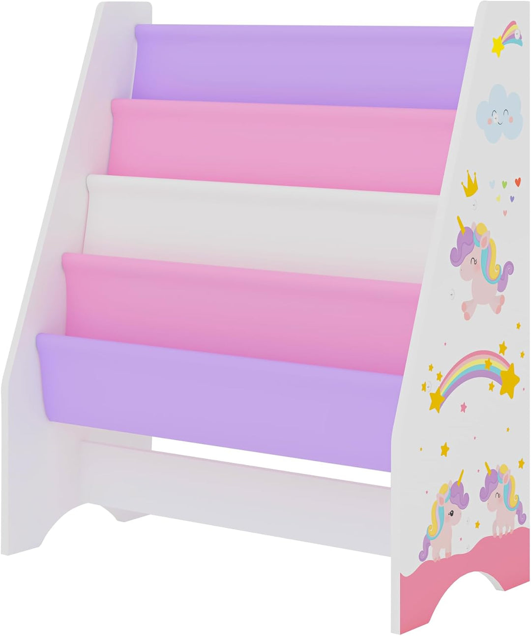 [en.casa] Kinderregal Fisterra Kinder-Bücherregal freistehend mit Einhorn-Motiv 74 x 62 x 29 cm Kind