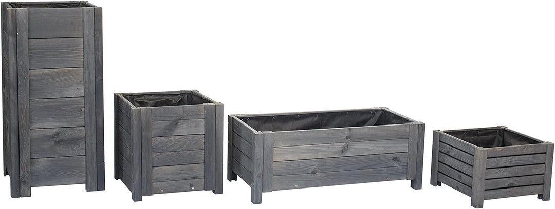 BOGATECO Pflanzkasten Pflanzkübel aus Holz | 80 x 38 cm | Anthrazit | Blumen-Topf Perfekt für Garten