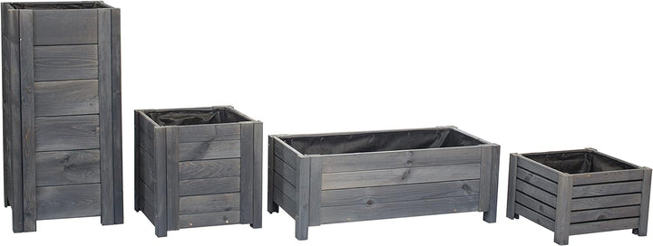 BOGATECO Pflanzkasten Pflanzkübel aus Holz | 80 x 38 cm | Anthrazit | Blumen-Topf Perfekt für Garten
