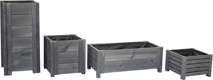 BOGATECO Pflanzkasten Pflanzkübel aus Holz | 30 x 38 cm | Anthrazit | Blumen-Topf Perfekt für Garten