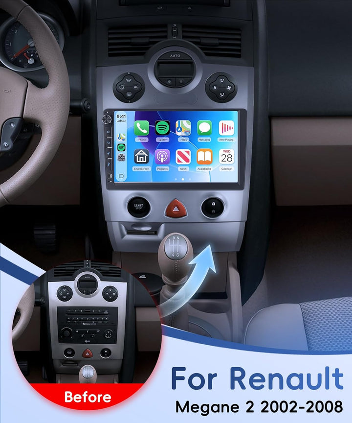 Rimoody 4G+64G Autoradio Android für Renault Megane 2 2002-2008 9 Zoll IN-Cell Radio Wireless Carpla