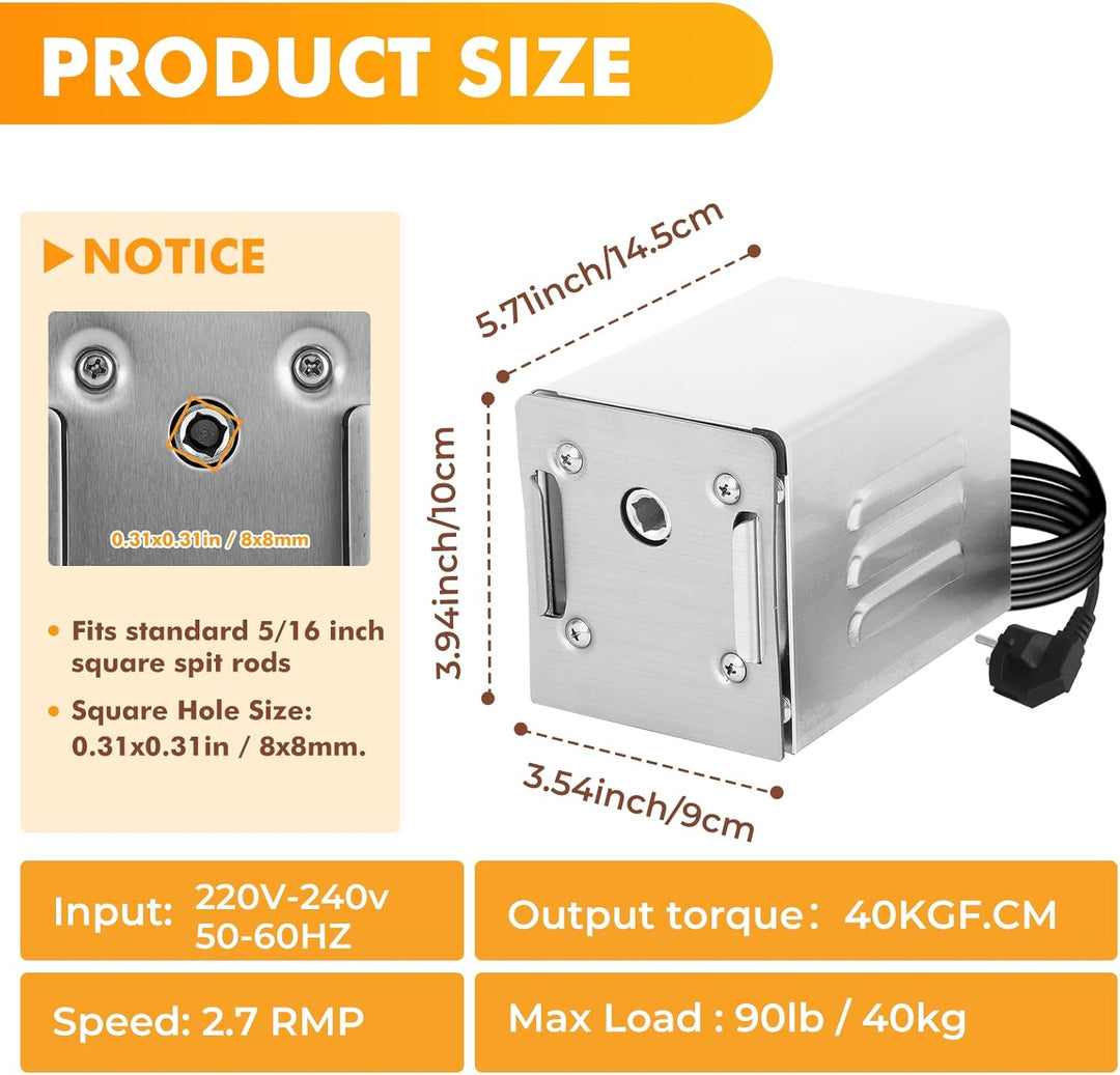 YJINGRUI Grillmotor für grillspiess 230V,Grillspiess Motor,Drehspiess Motor für Spanferke,Huhn,Edels