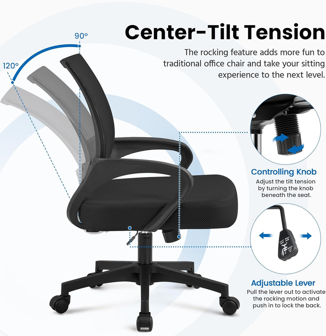 Yaheetech Bürostuhl ergonomischer Schreibtischstuhl Drehstuhl mit Rollen Chefsessel mit Mesh 360°dre