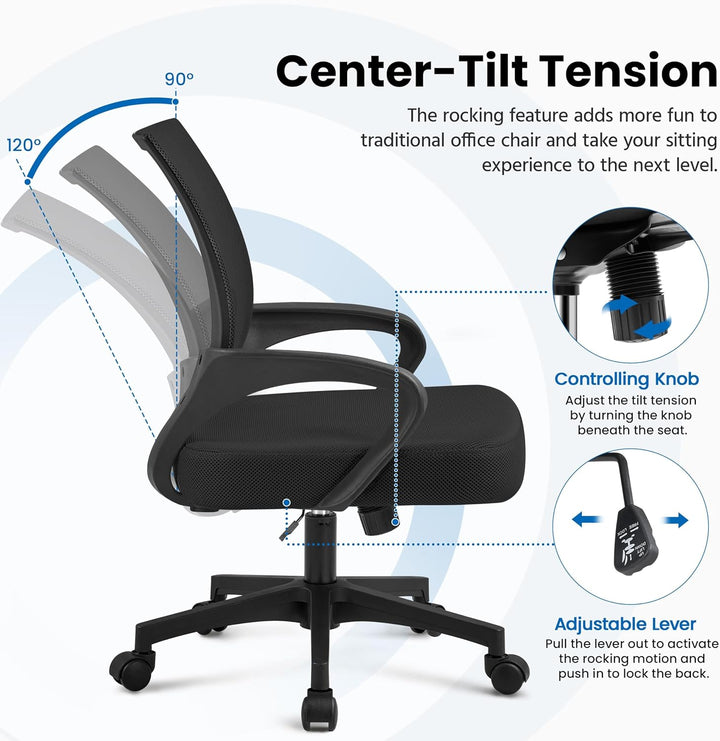 Yaheetech Bürostuhl ergonomischer Schreibtischstuhl Drehstuhl mit Rollen Chefsessel mit Mesh 360°dre