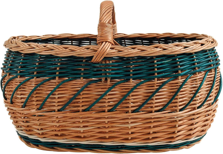 BOGATECO natürlicher Weidenkorb mit Griff| Grosser Einkaufskorb 45X30X23| Handgewebt, in vier Farben