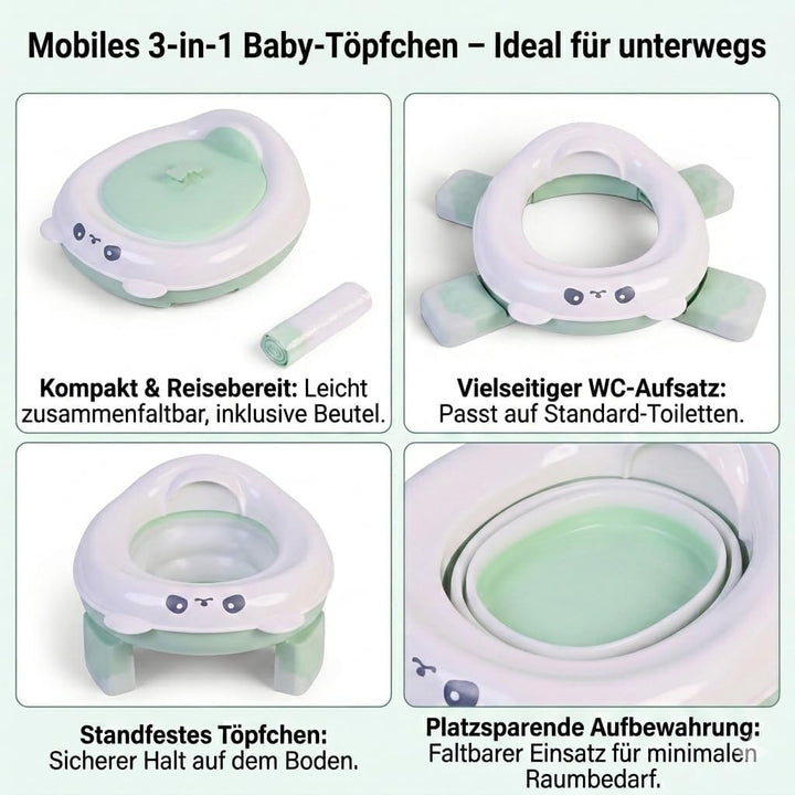 P & K Tragbarer Töpfchensitz Töpfchen für Kinder – Faltbare Reise-Toilette, Leicht & Kompakt, Einfac
