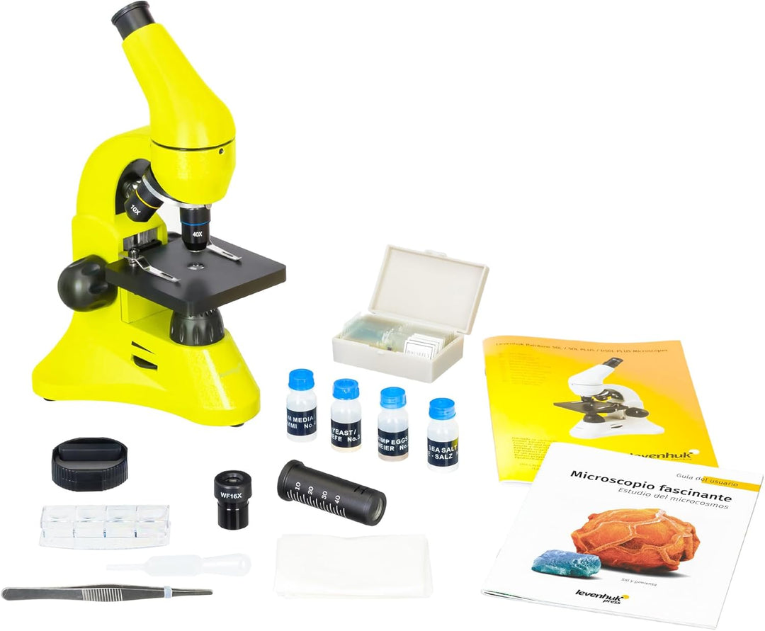Levenhuk Rainbow 50L Plus Lime Wissenschafts- und Bildungsset mit Leistungsstarkem Mikroskop mit 128