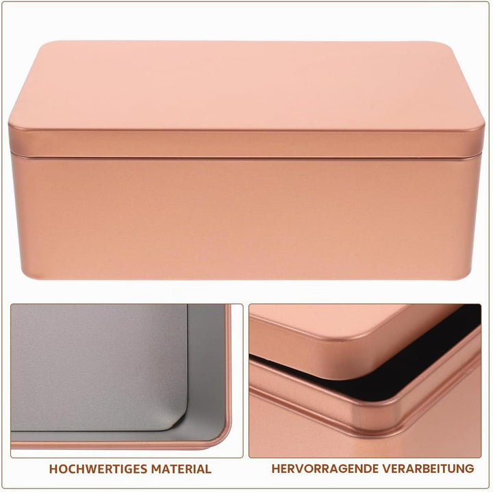 NOLITOY Blechdose 2 Stück Metall Dose Deckel Gold Rechteck Box Tee Kekse Geschenk Party Deko Fest Zu