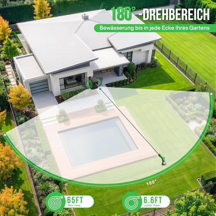 Schlauchtrommel Gartenschlauch Trommel mit 180° Schwenkbarer,Wand-Schlauchbox 10-fach Verstellbarer