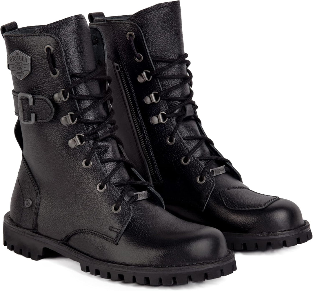BROGER Ohio Motorradstiefel | Rindsleder | SAS-TEC Knöchelprotektoren | Doppelte Nähte | Verstärkte