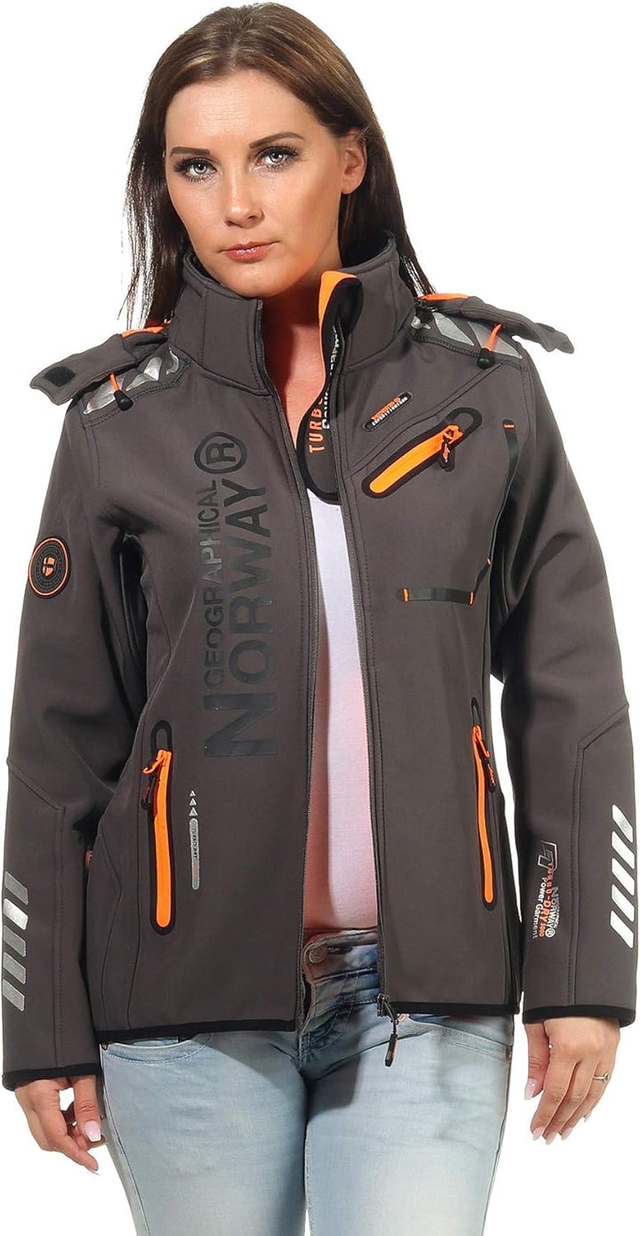 Geographical Norway Damen Jacke Softshell S Grau / Orange, S Grau / Orange