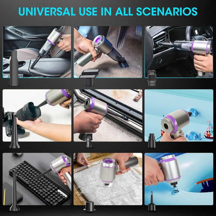 Handstaubsauger Akku, 20000PA Handstaubsauger Kabellos mit Bürstenloser Motor, 4-in-1 Autostaubsauge