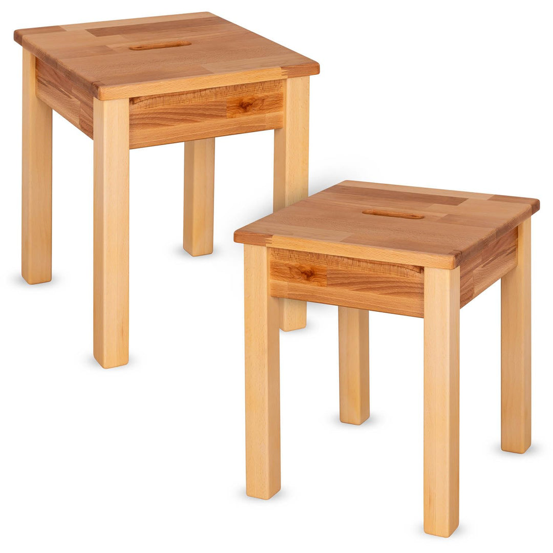 Staboos 2er Set Buche Sitzhocker Holz - Massiv Holzhocker bis 150 kg - Kernbuche Holz Hocker Doc mit