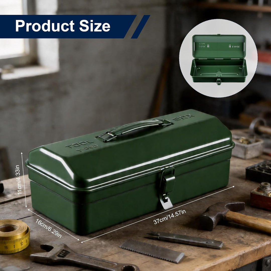 Wrkzeugkiste Metall Leer – 37x16x12cm Tragbarer Werkzeugkasten mit Griff und Verriegelung, Robuster