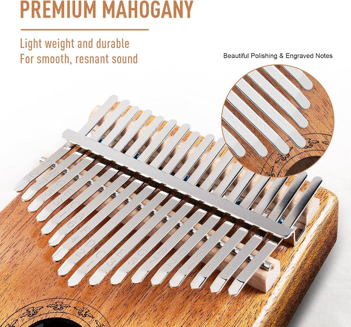 Shaevle Kalimba Daumenklavier, 17 Tasten Musikinstrument Inkl. Fingerklavier Tragetasche Stimmhammer