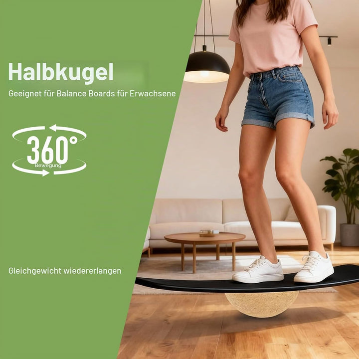 Balance Board Halbkugel aus Massivem Kork Balance Ball Halbkugel für Balance Boards, Für Yoga, Reha,