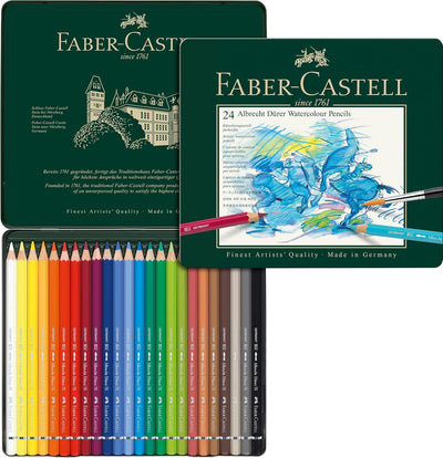 Faber-Castell 117524 - Aquarellstifte Albrecht Dürer, 24er Metalletui 24 Stück (1er Pack) Metalletui