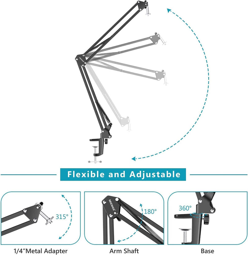 Neewer Einstellbar Desktop Klemme Aussetzung Boom Scissor Arm Ständer Halter für Logitech Webcam C92