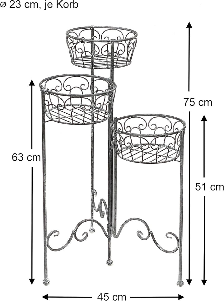 DanDiBo Blumentreppe Metall Rund 75 cm Blumenständer mit 3 Körbe 96012 Blumenständer Blumensäule Pfl