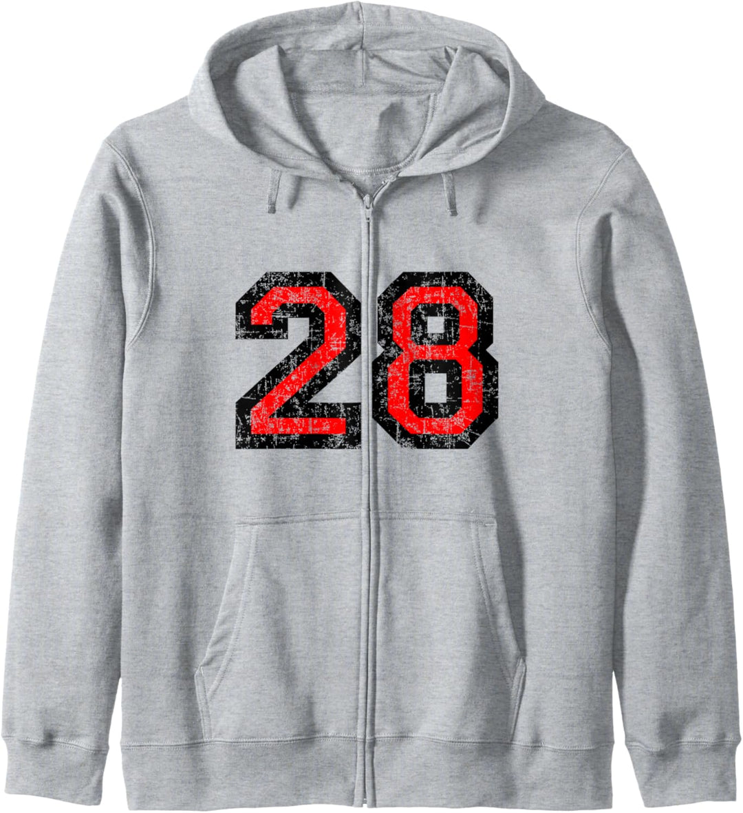 Nummer 28 (Vintage Schwarz/Rot) Kapuzenjacke