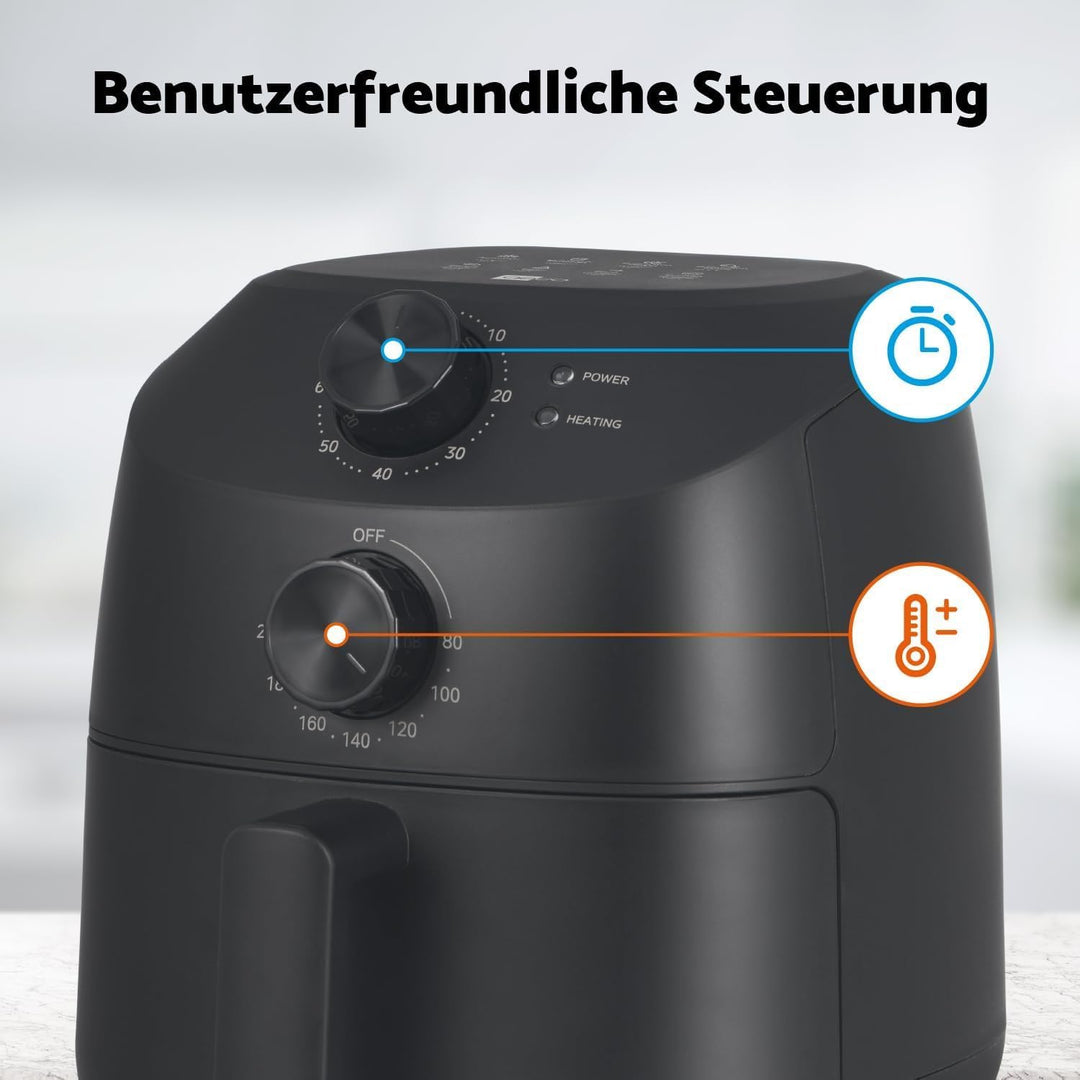aeco Cube 2.0 Mini Airfryer – Kompakte Heissluftfritteuse, 2 Liter, BPA-frei, 60 Min. Timer, Antihaf