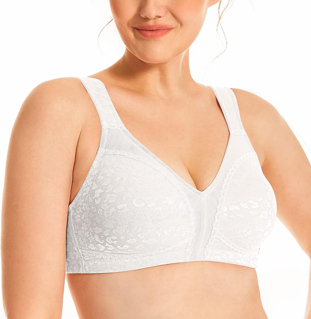 Deyllo Damen Vollschalen Minimizer BH Nicht Bügel Grosse Grössen BH Klassischer Weiss05-1 110G, Weis